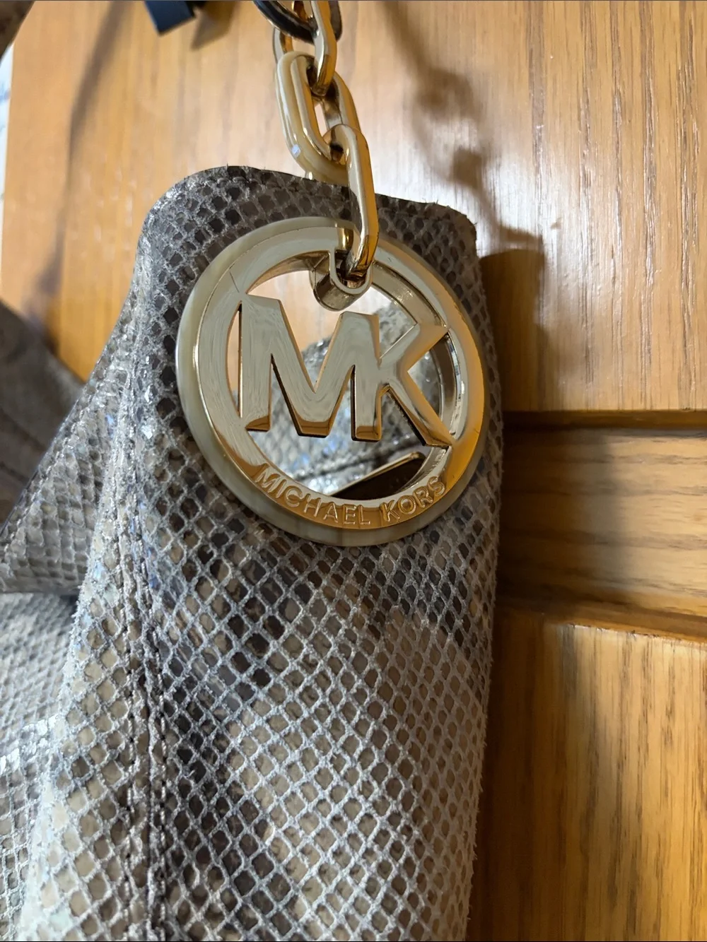 Michael Kors Fulton Neutral Snake-Print Hobo Bag GUC